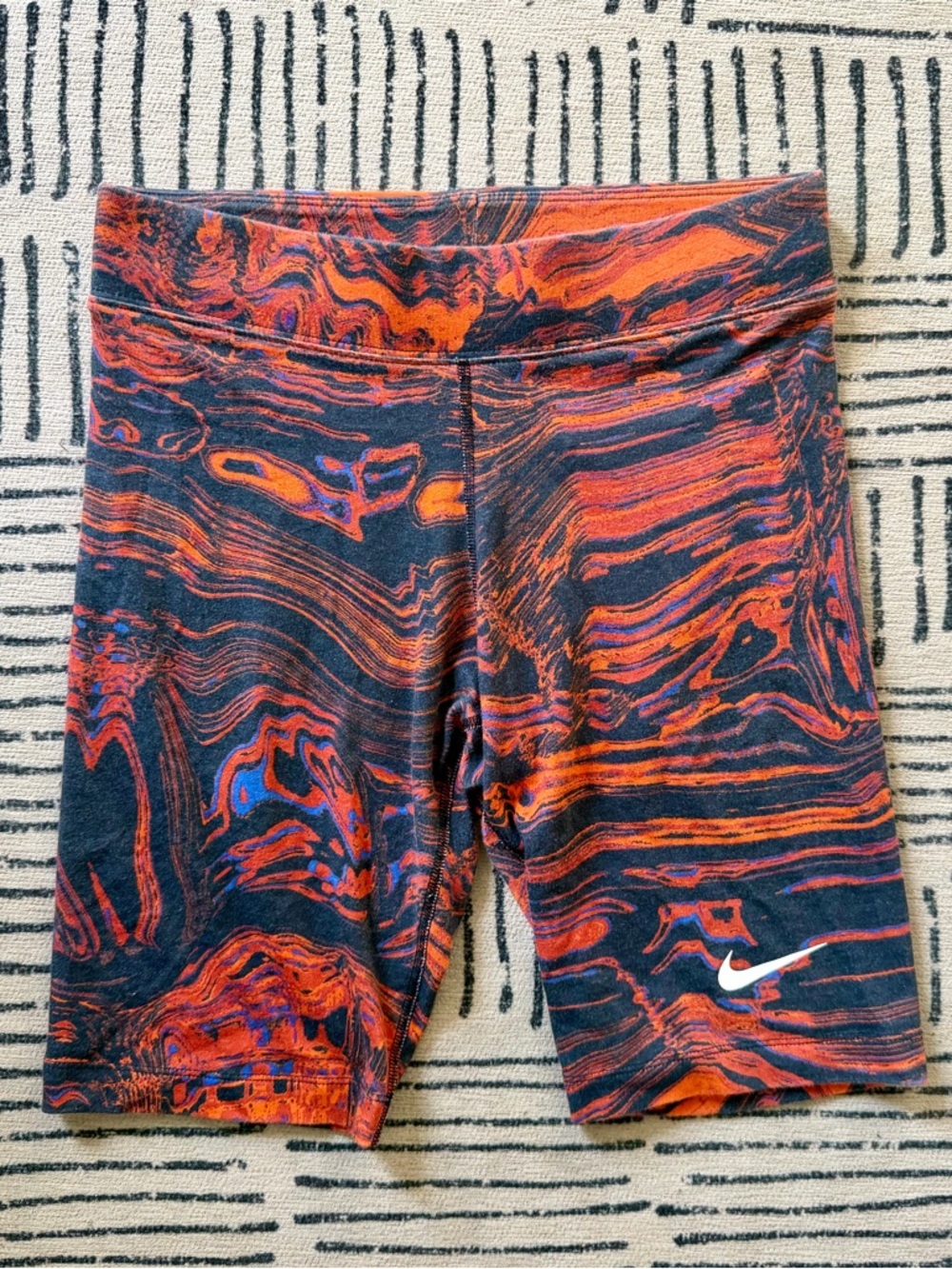 Nike Red & Black Marbled Athletic Biker Shorts